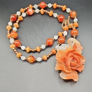 Elegant Orange Floral Necklace